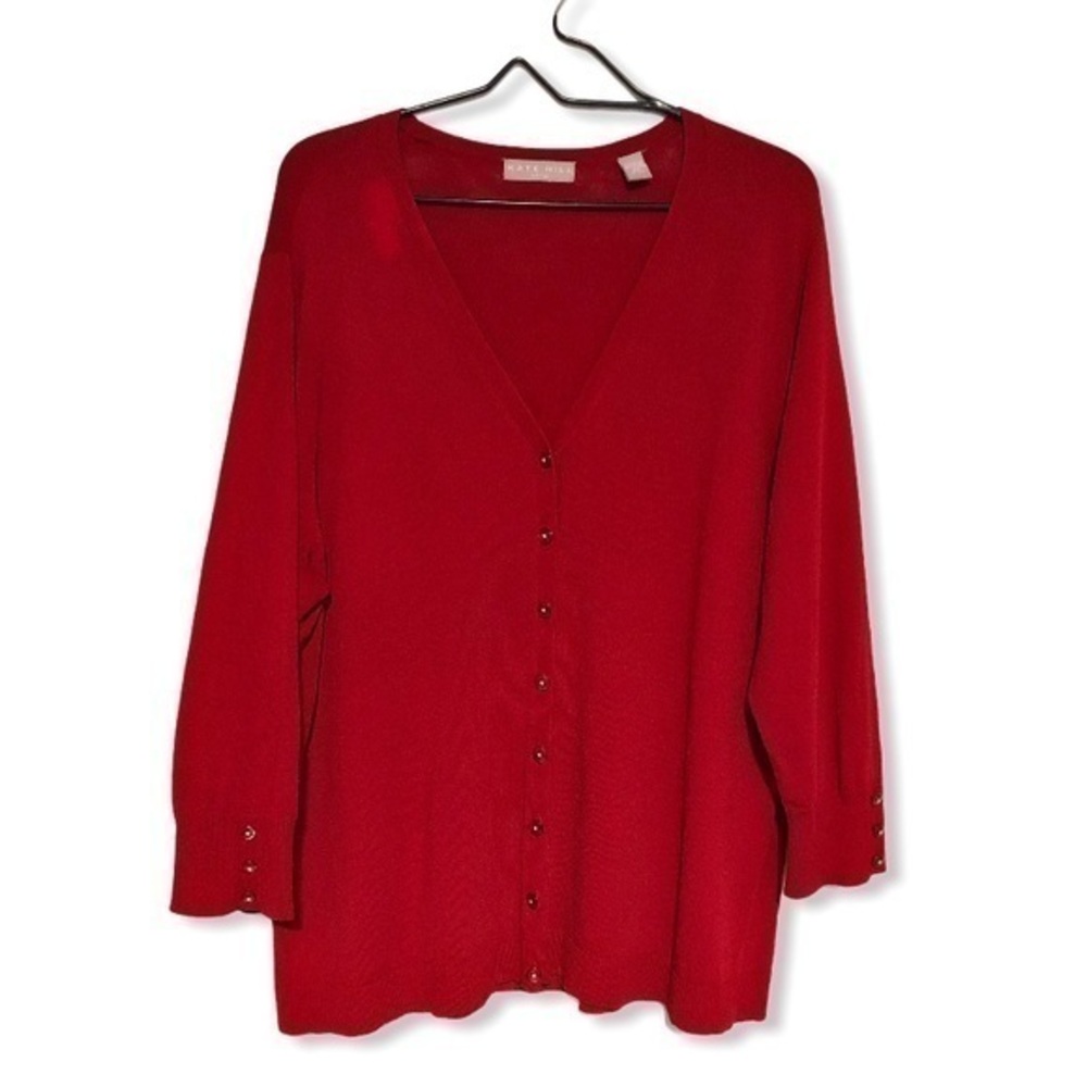 Kate Hill Red Button Down Sweater